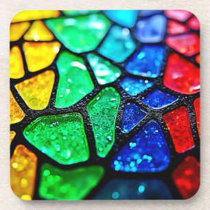 Glossy Rainbow Glass Mosaic Art Coaster