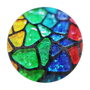 Glossy Rainbow Glass Mosaic Art Cutting Board