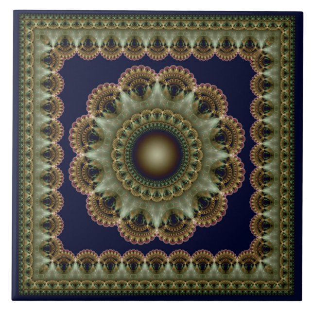 Glossy rariating ornament mandala tile (Front)