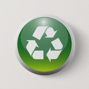 Glossy Recycling Sign 6 Cm Round Badge