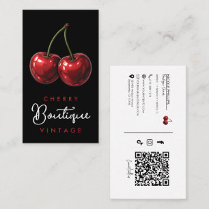 Glossy Red Cherries Retro Glam Business Card