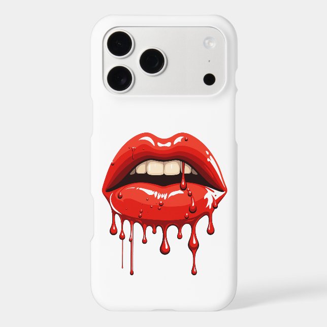 Glossy Red Dripping Lips – Aesthetic Phone Case (Back)