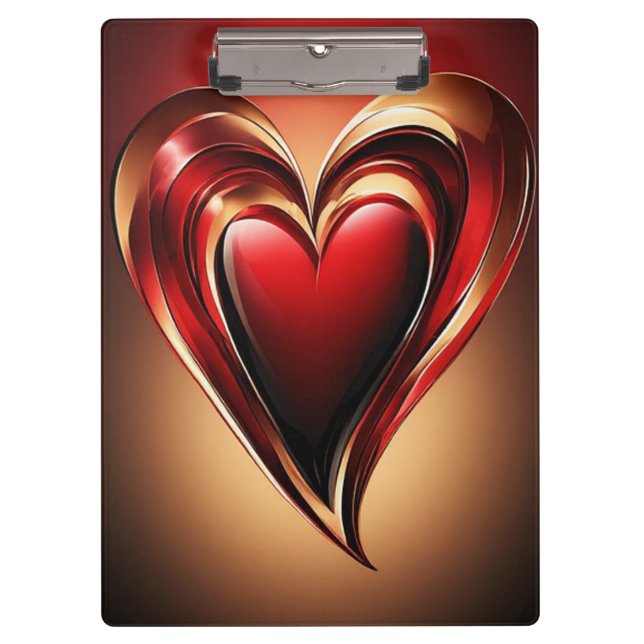 Glossy Red Heart With Dark Romantic Glow Clipboard (Front)