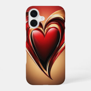 Glossy Red Heart With Dark Romantic Glow iPhone 16 Case
