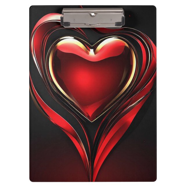 Glossy Red Heart With Warm Romantic Glow Clipboard (Front)