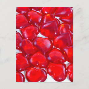 Glossy Red Hearts Postcard