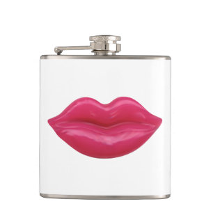 Glossy Red Lips Hip Flask