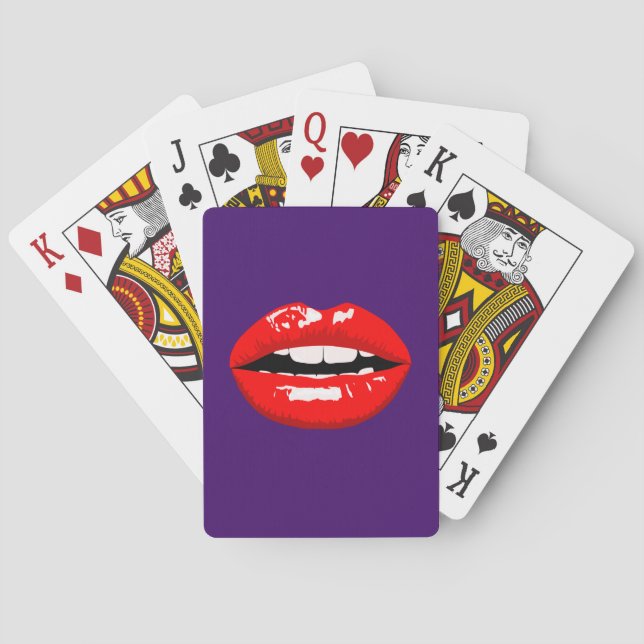 Glossy Red Lips Playing Cards (Back)