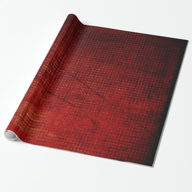 Glossy Red Metallic Old Style Wrapping Paper (Unrolled)