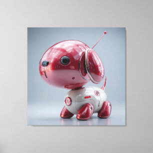 Glossy Red Robot Dog Canvas Print