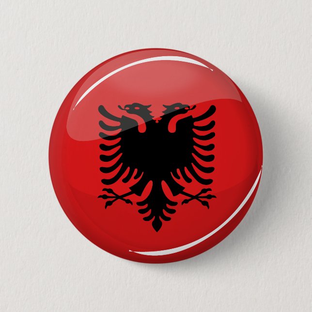 Glossy Round Albanian Flag 6 Cm Round Badge (Front)
