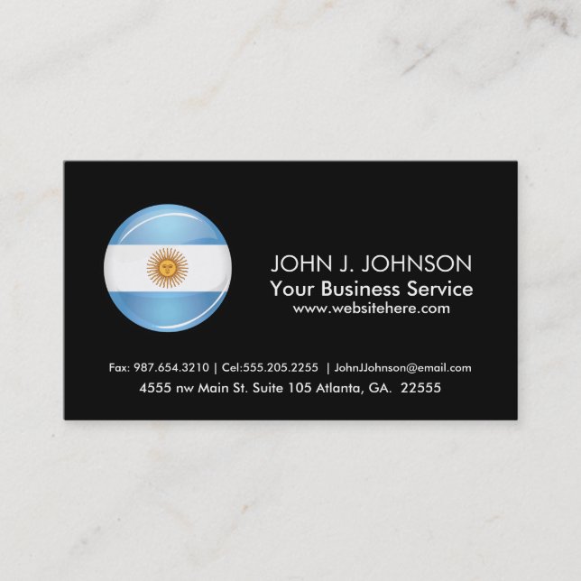 Glossy Round Argentina Flag Business Card (Front)