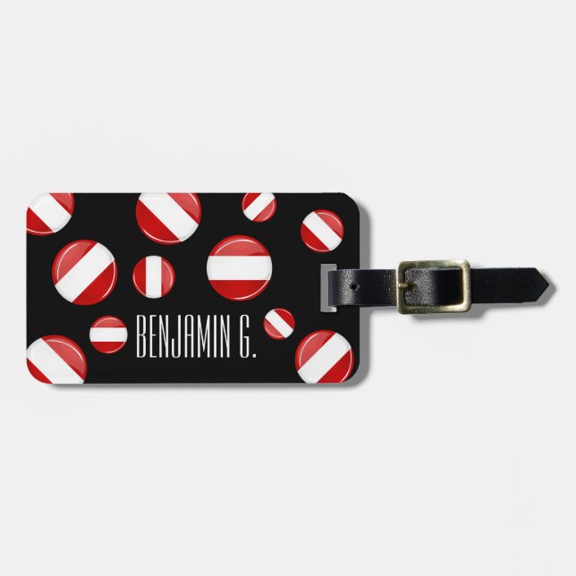 Glossy Round Austrian Flag Luggage Tag (Front Horizontal)