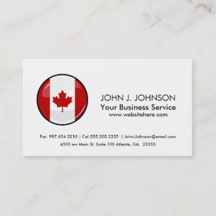 Glossy Round Canadian Flag Business Card