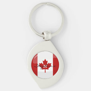 Glossy Round Canadian Flag Key Ring