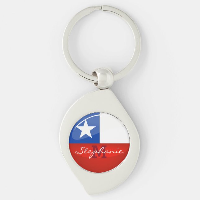 Glossy Round Chilean Flag Key Ring (Front)