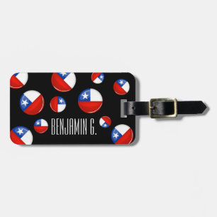 Glossy Round Chilean Flag Luggage Tag