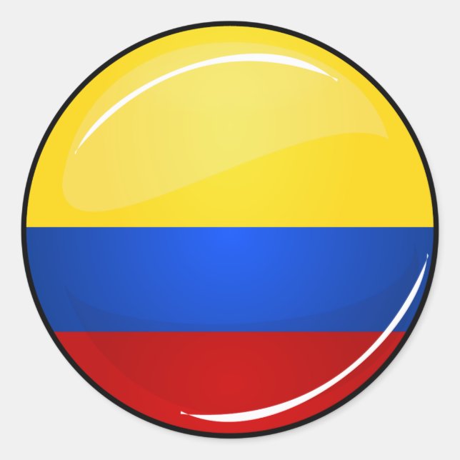 Glossy Round Columbian Flag Classic Round Sticker (Front)
