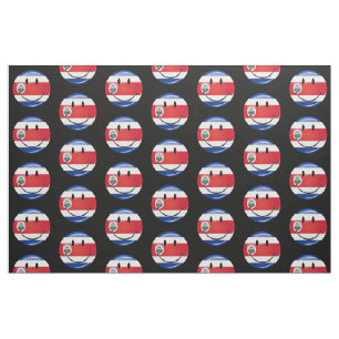 Glossy Round Costa Rican Flag Fabric
