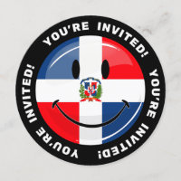 Glossy Round Dominican Republic Flag