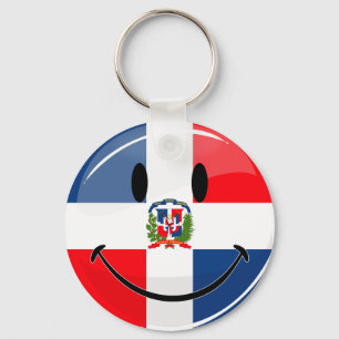 Glossy Round Dominican Republic Flag Key Ring