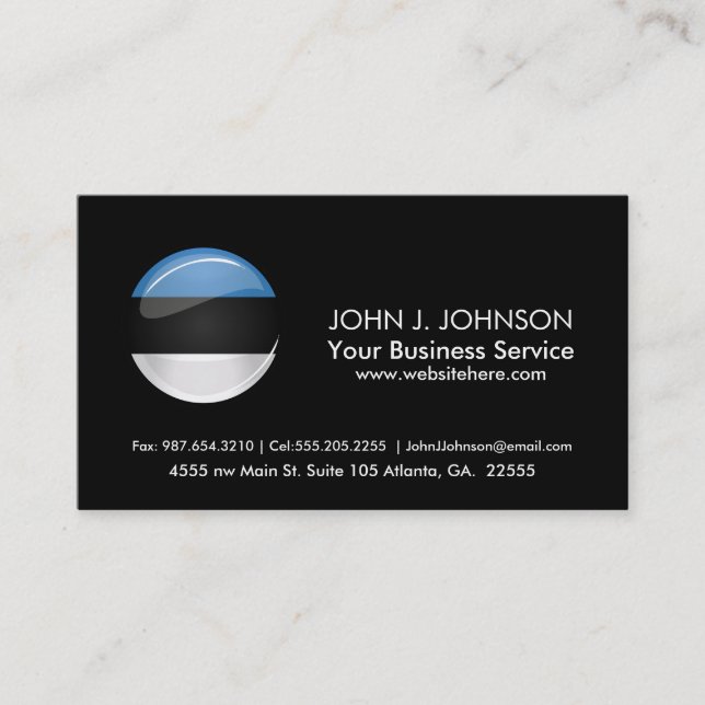 Glossy Round Estonian Flag Business Card (Front)