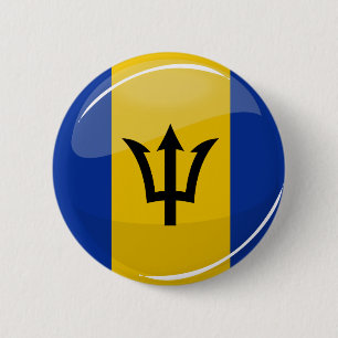 Glossy Round Flag of Barbados 6 Cm Round Badge