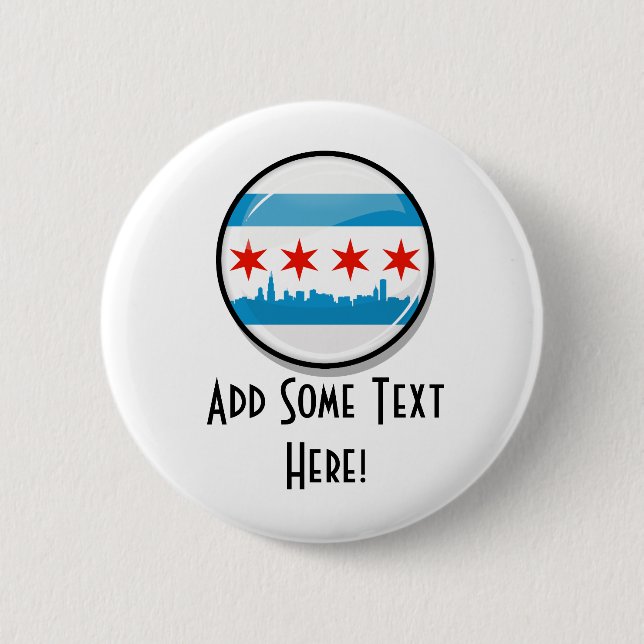 Glossy Round Flag of Chicago 6 Cm Round Badge (Front)