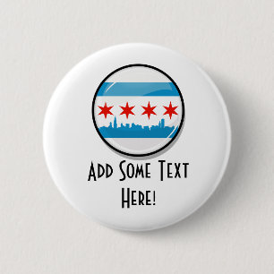 Glossy Round Flag of Chicago 6 Cm Round Badge