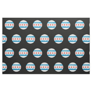 Glossy Round Flag of Chicago Fabric