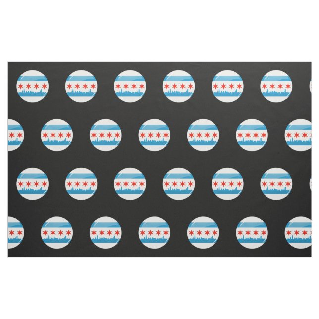 Glossy Round Flag of Chicago Fabric (Fat Quarter)
