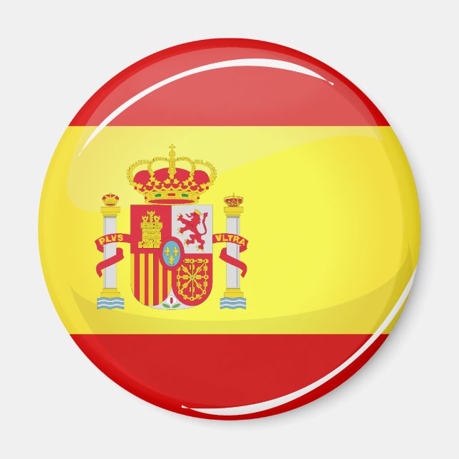 Glossy Round Flag of Spain Magnet (Front)