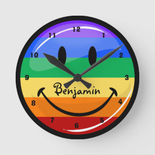 Glossy Round Gay Pride Flag Clock