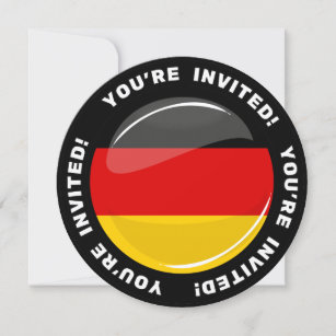 Glossy Round German Flag Invitation