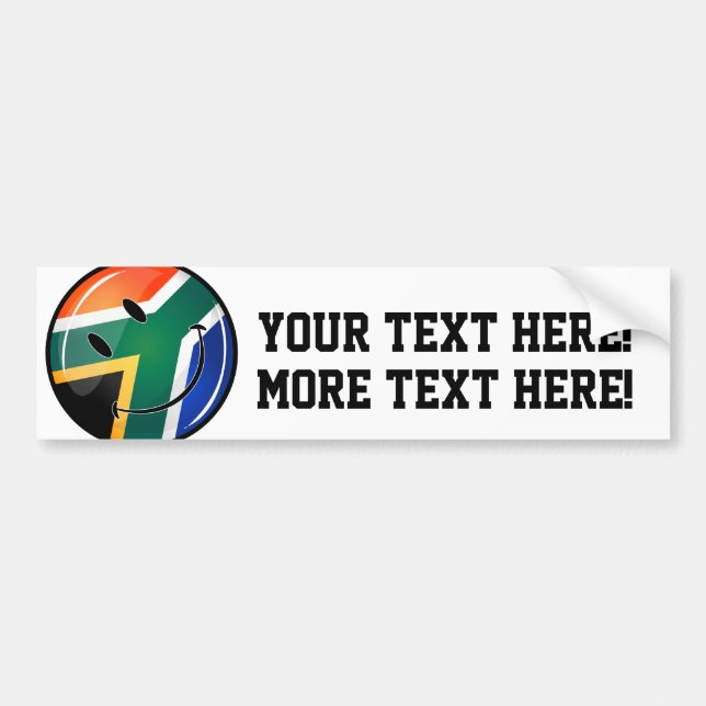 Glossy Round Happy South African Flag Bumper Sticker (Front)
