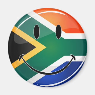 Glossy Round Happy South African Flag Magnet
