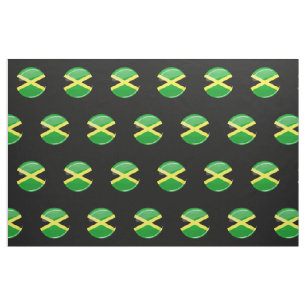 Glossy Round Jamaican Flag Fabric