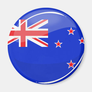 Glossy Round New Zealand Flag Magnet