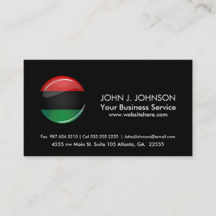 Glossy Round Pan-African Flag Business Card