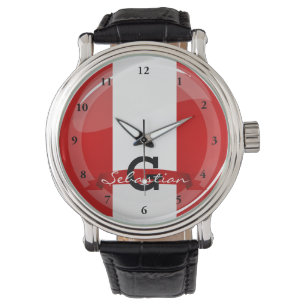 Glossy Round Peruvian Flag Watch