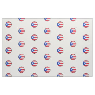 Glossy Round Puerto Rican Flag Fabric