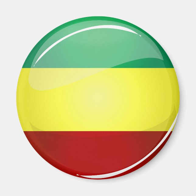 Glossy Round Rasta Flag Magnet (Front)