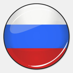 Glossy Round Russia Flag Classic Round Sticker
