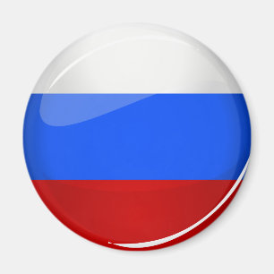 Glossy Round Russia Flag Magnet
