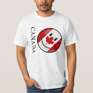 Glossy Round Smiling Canadian Flag T-Shirt