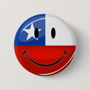 Glossy Round Smiling Chilean Flag 6 Cm Round Badge