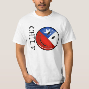Glossy Round Smiling Chilean Flag T-Shirt