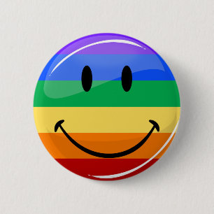 Glossy Round Smiling Gay Pride Flag 6 Cm Round Badge