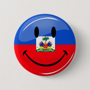 Glossy Round Smiling Haitian Flag 6 Cm Round Badge