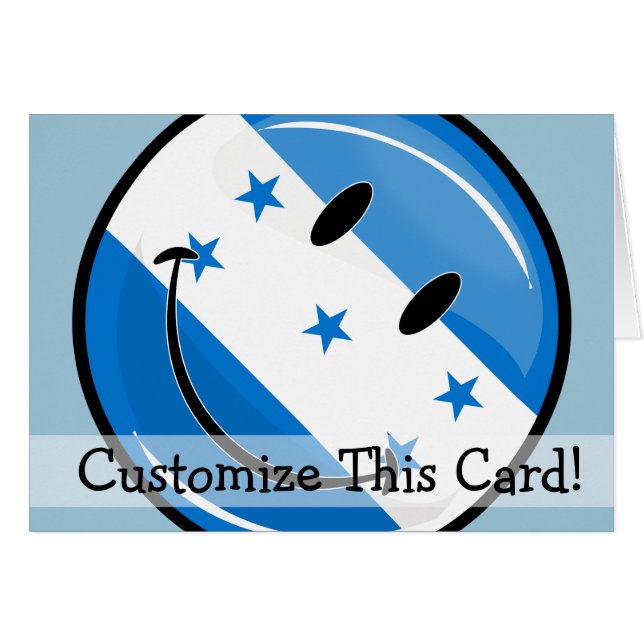 Glossy Round Smiling Honduran Flag (Front Horizontal)